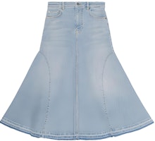 (Women) GANNI SS24 Ruffled Hem Denim Maxi Skirt Women Washed Dye Finish. J1568091 (Women) GANNI SS24 Ruffled Hem Denim Maxi Skirt Women Washed Dye Finish. J1568091