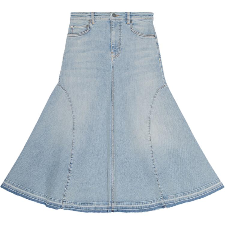 Order (W) GANNI SS24 女士水洗染色处理荷叶边牛仔长裙. J1568091