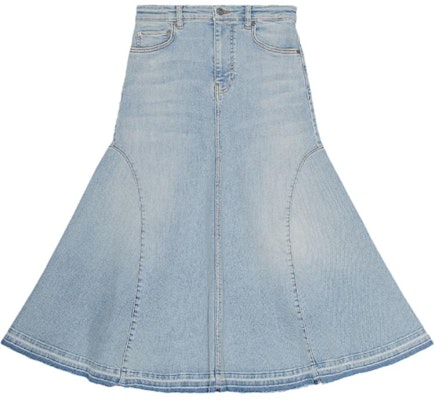 (W) GANNI SS24 女士洗染現代感牛仔長裙荷葉邊設計裙襬。 J1568091 Order (W) GANNI SS24 女士洗染現代感牛仔長裙荷葉邊設計裙襬。 J1568091