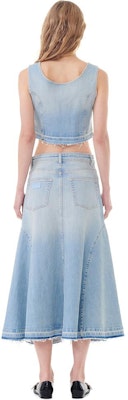 (W) GANNI SS24 女士洗染現代感牛仔長裙荷葉邊設計裙襬。 J1568091 Shop (W) GANNI SS24 女士洗染現代感牛仔長裙荷葉邊設計裙襬。 J1568091