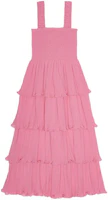 (Women) GANNI SS24 Solid Midi Tiered Slip Dress Women - Orchid Smoke Pink. F9458787 (Women) GANNI SS24 Solid Midi Tiered Slip Dress Women - Orchid Smoke Pink. F9458787