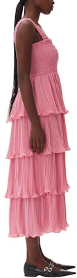 (Women) GANNI SS24 Solid Midi Tiered Slip Dress Women - Orchid Smoke Pink. F9458787 Purchase (Women) GANNI SS24 Solid Midi Tiered Slip Dress Women - Orchid Smoke Pink. F9458787