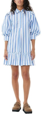 (W) 가니 SS24 스트라이프 코튼 크롭 셔츠 드레스 여성 실버 레이크 블루. F9021695 Lookbook (W) 가니 SS24 스트라이프 코튼 크롭 셔츠 드레스 여성 실버 레이크 블루. F9021695