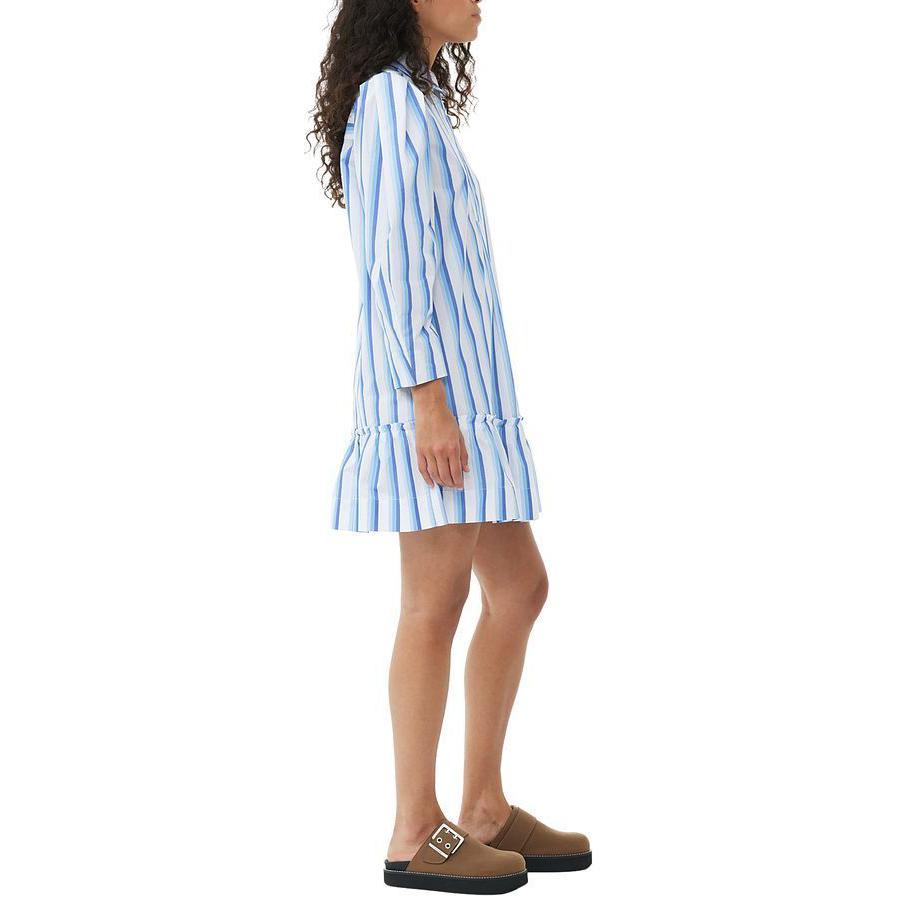 Purchase (W) 가니 SS24 스트라이프 코튼 크롭 셔츠 드레스 여성 실버 레이크 블루. F9021695
