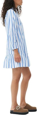 (W) 가니 SS24 스트라이프 코튼 크롭 셔츠 드레스 여성 실버 레이크 블루. F9021695 Purchase (W) 가니 SS24 스트라이프 코튼 크롭 셔츠 드레스 여성 실버 레이크 블루. F9021695