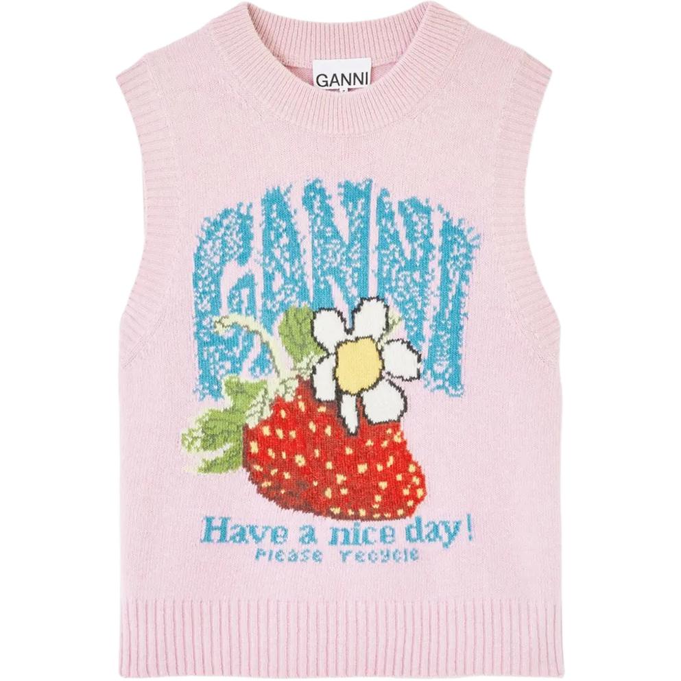 (Women) GANNI Strawberry Pattern Knit Vest A1180011