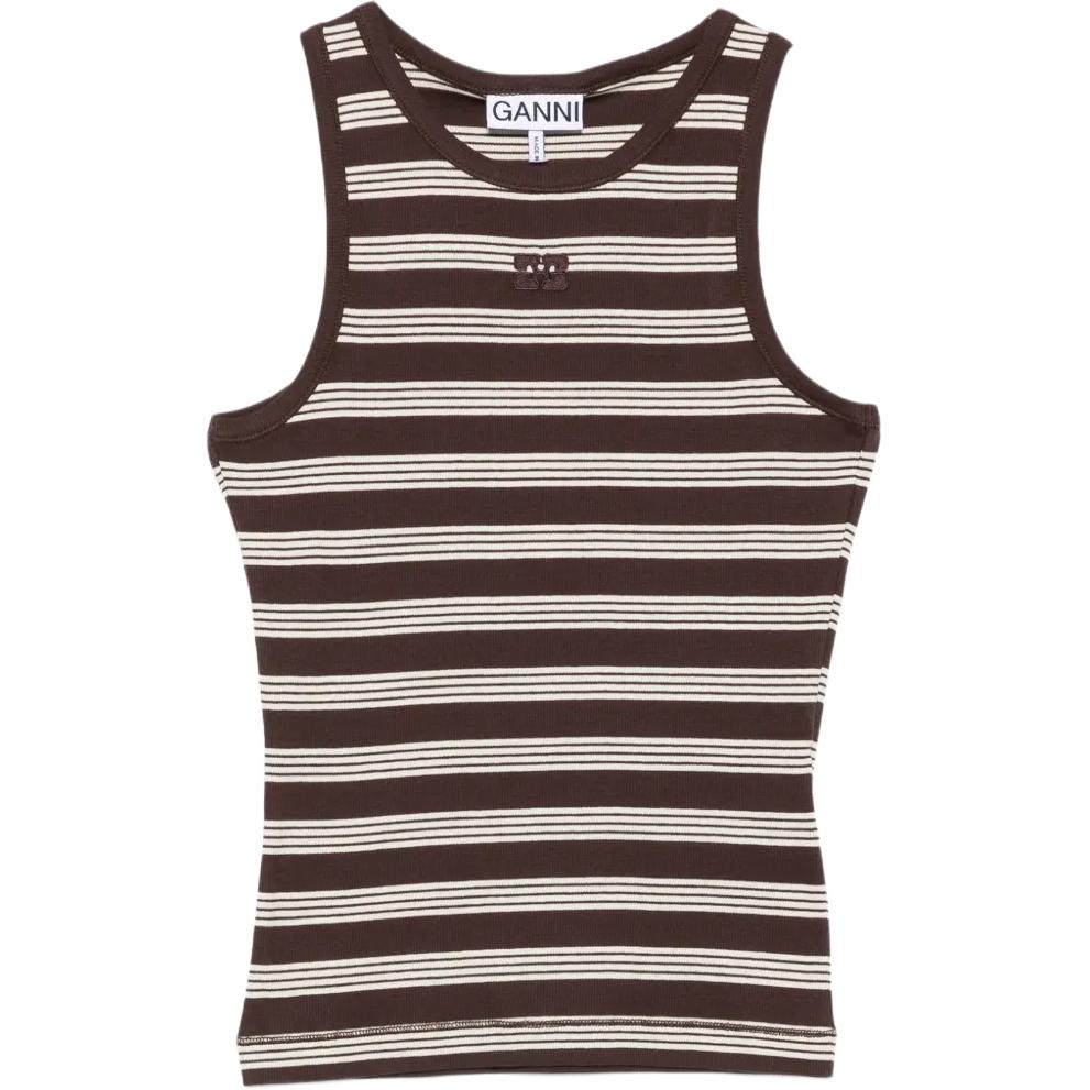 (Women) GANNI Striped Sleeveless Ribbed Tank Top A1050192