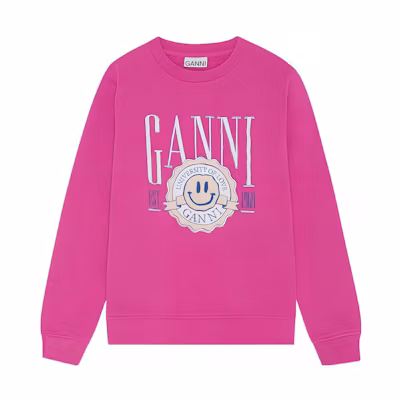 (Women) GANNI University of Love SS22 Logo Print Crewneck Sweatshirt Women T3269-397