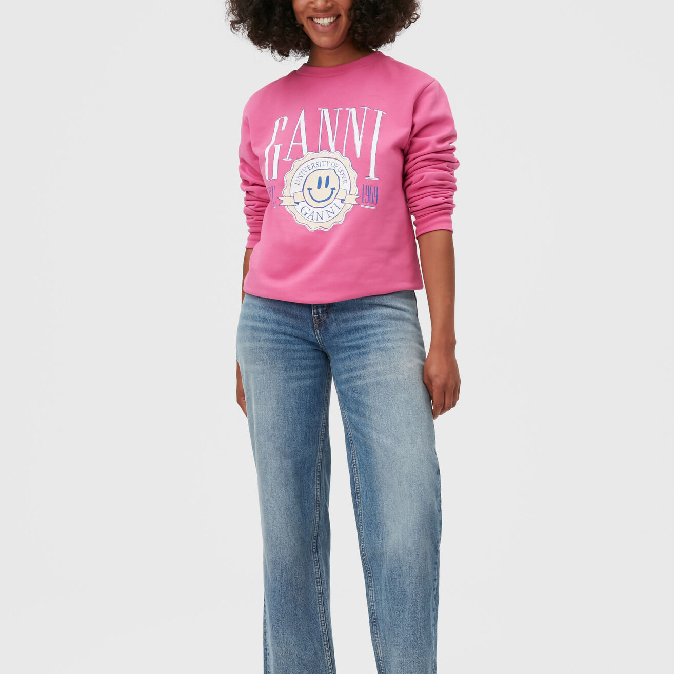 Shop (W) GANNI 愛的大學 SS22 女款印花圓領長袖衫 T3269-397