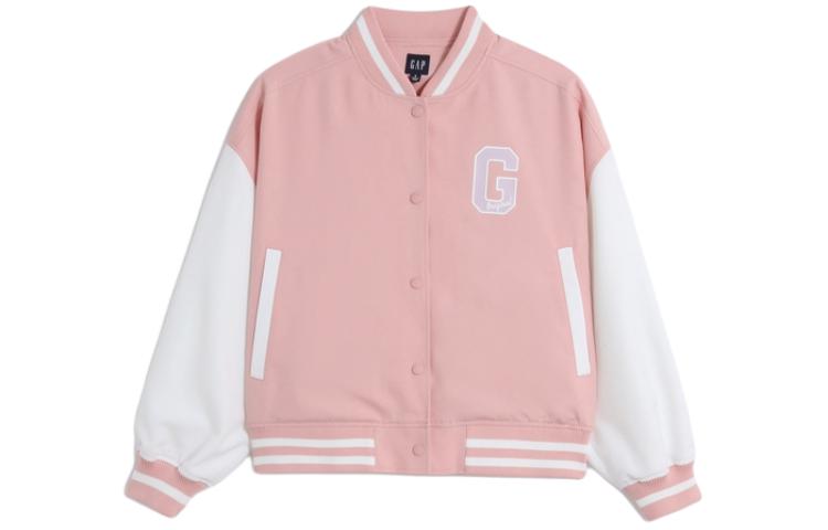 (Women) GAP Logo Vintage Varsity Loose Fit Short Baseball Jacket Women Sakura Pink 598665