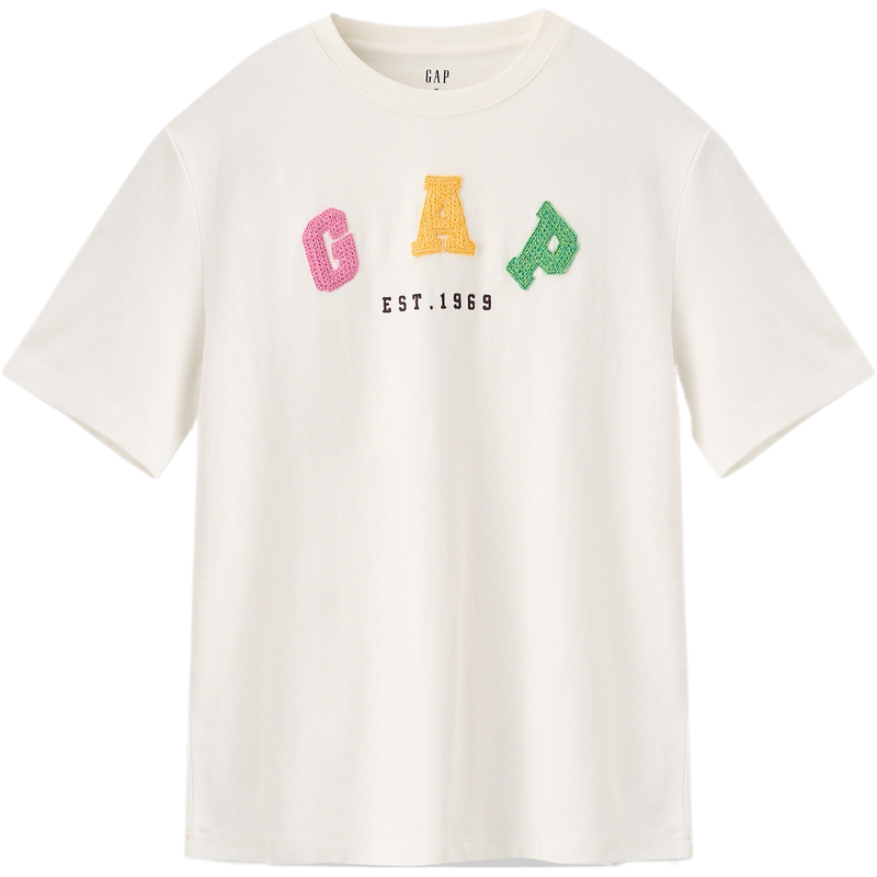 (Women) GAP Short-Sleeve Tee with Colorful Embroidered Logo - Simple & Stylish 613288