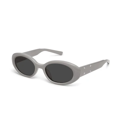 (Women) GENTLE MONSTER Oval Gray Sunglasses for Women with Solid Color Temples MM107G10