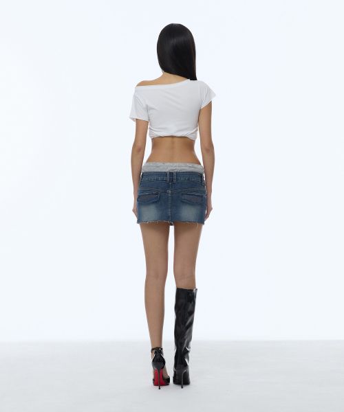 Shop (Women) Gila Archive Layered Waist Denim Skirt - Blue GL26SUBT08BL