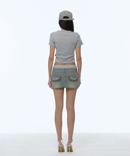 Shop (Women) Gila Archive Layered Waist Denim Skirt Light Blue GL26SUBT08LB