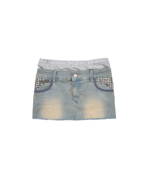 Purchase (Women) Gila Archive Layered Waist Denim Skirt Light Blue GL26SUBT08LB