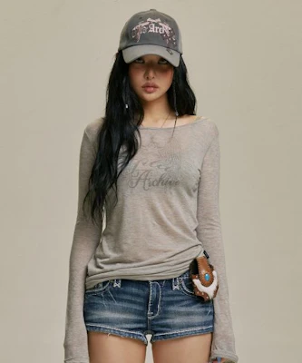 (Women) GILA ARCHIVE Star Wing Sheer Long Sleeve Shirt Grey GL25SPTP05GY Order (Women) GILA ARCHIVE Star Wing Sheer Long Sleeve Shirt Grey GL25SPTP05GY