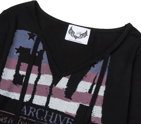 (W) GILA ARCHIVE USA 로고 브이넥 블랙 긴팔 셔츠 GL26SPTP12BK Details for (W) GILA ARCHIVE USA 로고 브이넥 블랙 긴팔 셔츠 GL26SPTP12BK