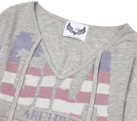(W) 길라 아카이브 USA 로고 브이넥 긴팔 셔츠 - 그레이 GL26SPTP12GY Cheap (W) 길라 아카이브 USA 로고 브이넥 긴팔 셔츠 - 그레이 GL26SPTP12GY