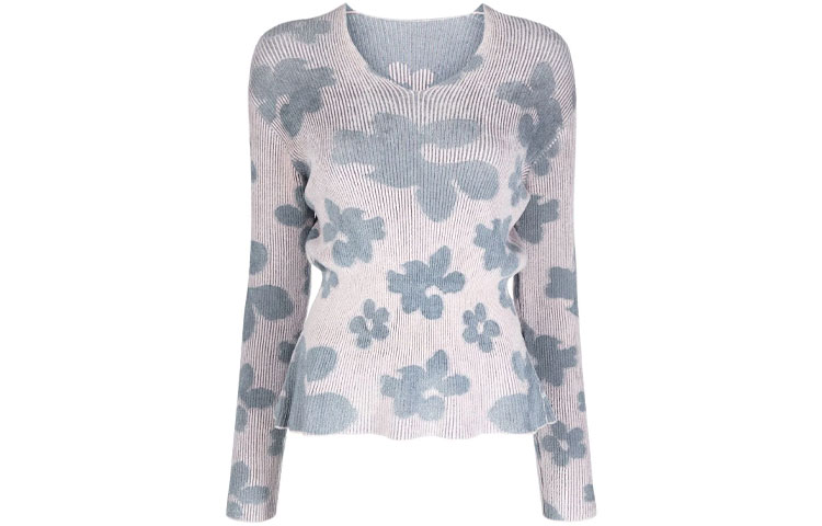 Order (W) 乔治阿玛尼花卉刺绣针织毛衣 灰色 6KAMA1AMA2Z-PZE2