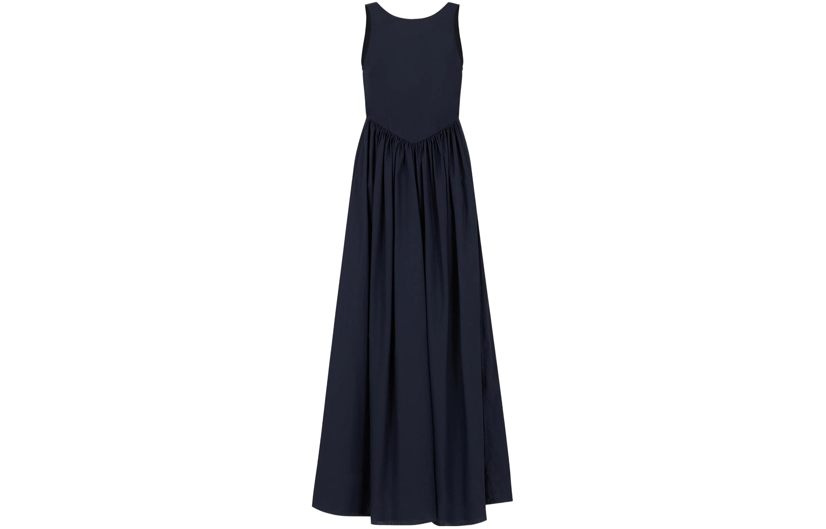 (Women) Giorgio Armani Armani Navy Blue Sleeveless A-Line Cotton Long Dress 3D2A73-2N0FZ-0926