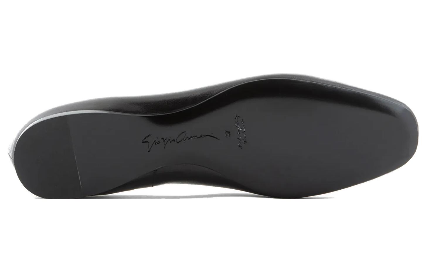 Shop (W) 乔治·阿玛尼 黑色皮革休闲运动鞋 X1V029XF491100002