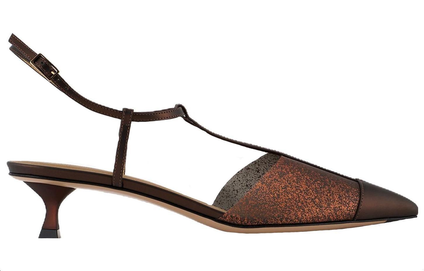 Order (W) 乔治·阿玛尼舒适趋势棕色皮革高跟鞋葡萄酒杯跟 X1E945XN8061A260