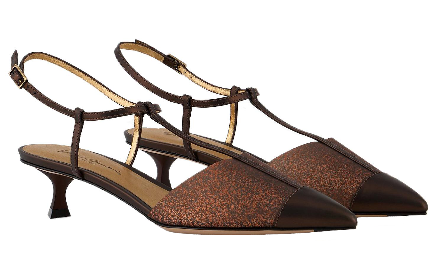 Lookbook (W) 乔治·阿玛尼舒适趋势棕色皮革高跟鞋葡萄酒杯跟 X1E945XN8061A260