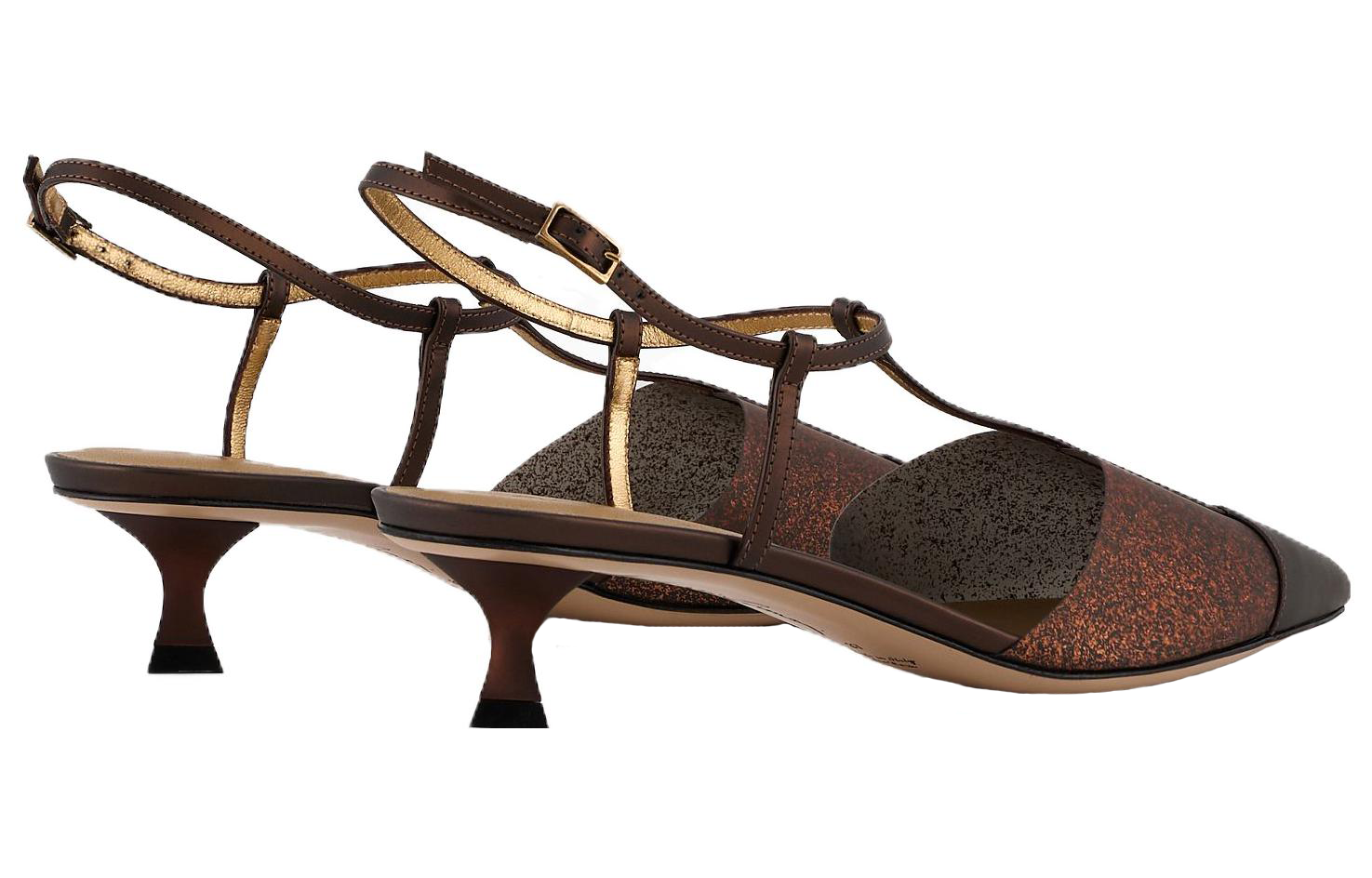 Shop (W) 乔治·阿玛尼舒适趋势棕色皮革高跟鞋葡萄酒杯跟 X1E945XN8061A260