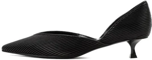 (Women) Giorgio Armani Leather Kitten Heels 'Black' 'Elegant Ruched Stripe' X1E949XN966K001 (Women) Giorgio Armani Leather Kitten Heels 'Black' 'Elegant Ruched Stripe' X1E949XN966K001