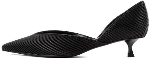 (Women) Giorgio Armani Leather Kitten Heels 'Black' 'Elegant Ruched Stripe' X1E949XN966K001 (Women) Giorgio Armani Leather Kitten Heels 'Black' 'Elegant Ruched Stripe' X1E949XN966K001