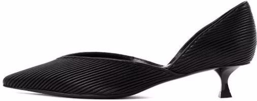 (Women) Giorgio Armani Leather Kitten Heels 'Black' 'Elegant Ruched Stripe' X1E949XN966K001 (Women) Giorgio Armani Leather Kitten Heels 'Black' 'Elegant Ruched Stripe' X1E949XN966K001