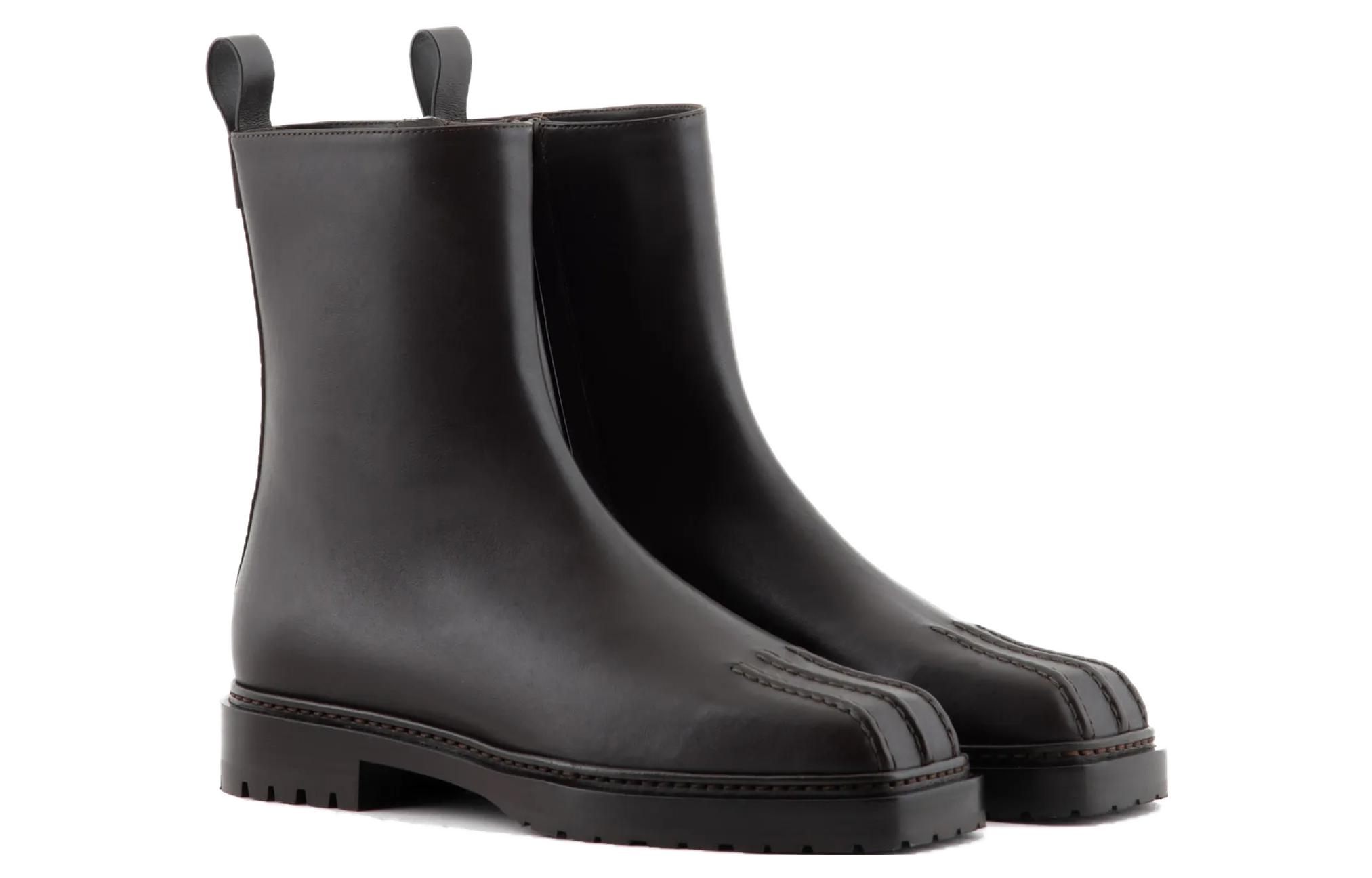 Order (W) 乔治·阿玛尼黑色圆头舒适真皮踝靴 X1N164XF629100118