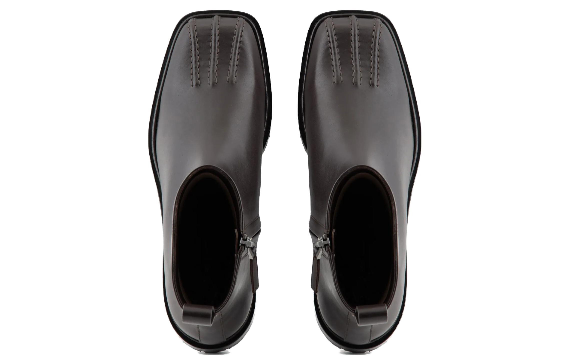 Lookbook (W) 乔治·阿玛尼黑色圆头舒适真皮踝靴 X1N164XF629100118