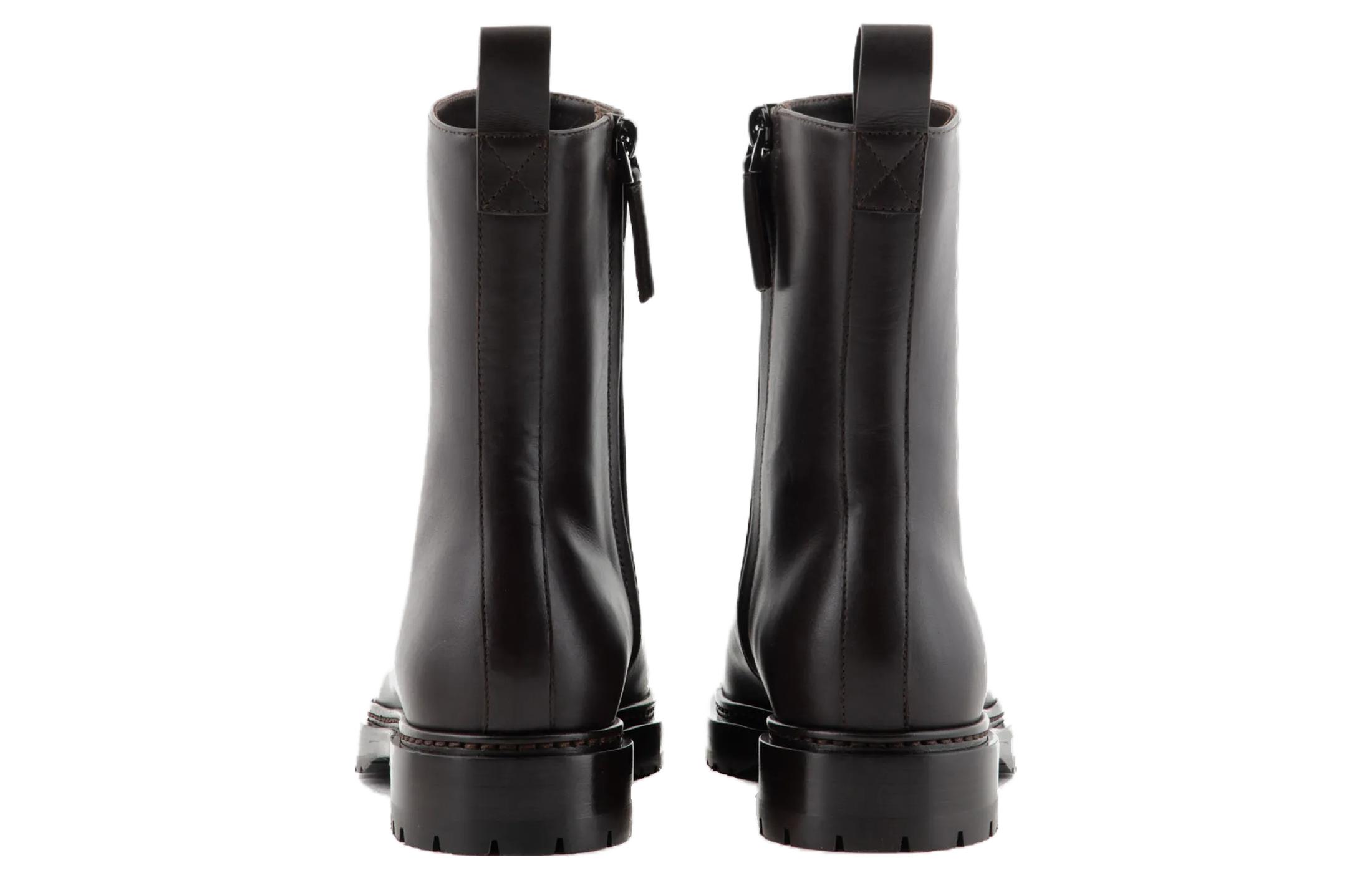 Shop (W) 乔治·阿玛尼黑色圆头舒适真皮踝靴 X1N164XF629100118