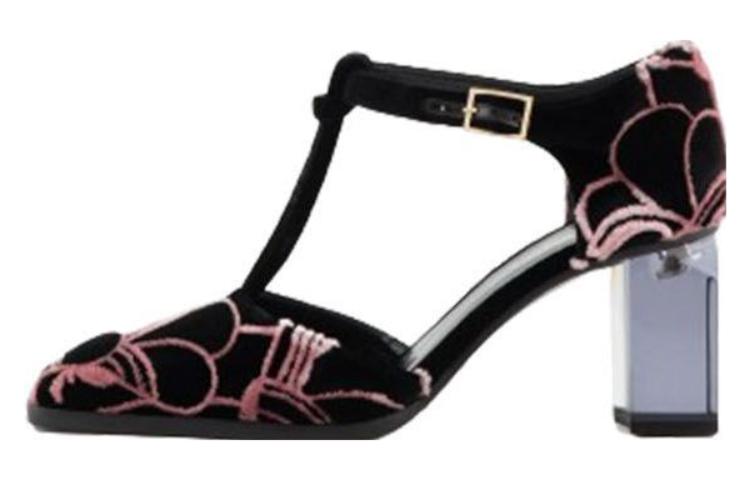 (Women) Giorgio Armani Velvet Square Toe Chunky Heel 'Black Pink' X1E947XT550100002