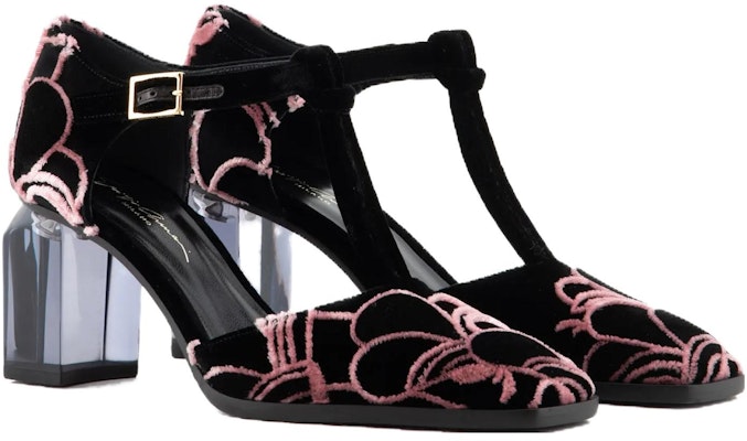 (Women) Giorgio Armani Velvet Square Toe Chunky Heel 'Black Pink' X1E947XT550100002 Order (Women) Giorgio Armani Velvet Square Toe Chunky Heel 'Black Pink' X1E947XT550100002