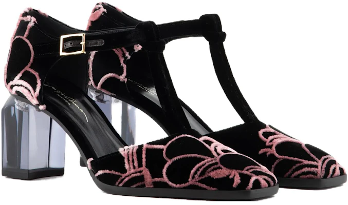 (Women) Giorgio Armani Velvet Square Toe Chunky Heel 'Black Pink' X1E947XT550100002 Order (Women) Giorgio Armani Velvet Square Toe Chunky Heel 'Black Pink' X1E947XT550100002