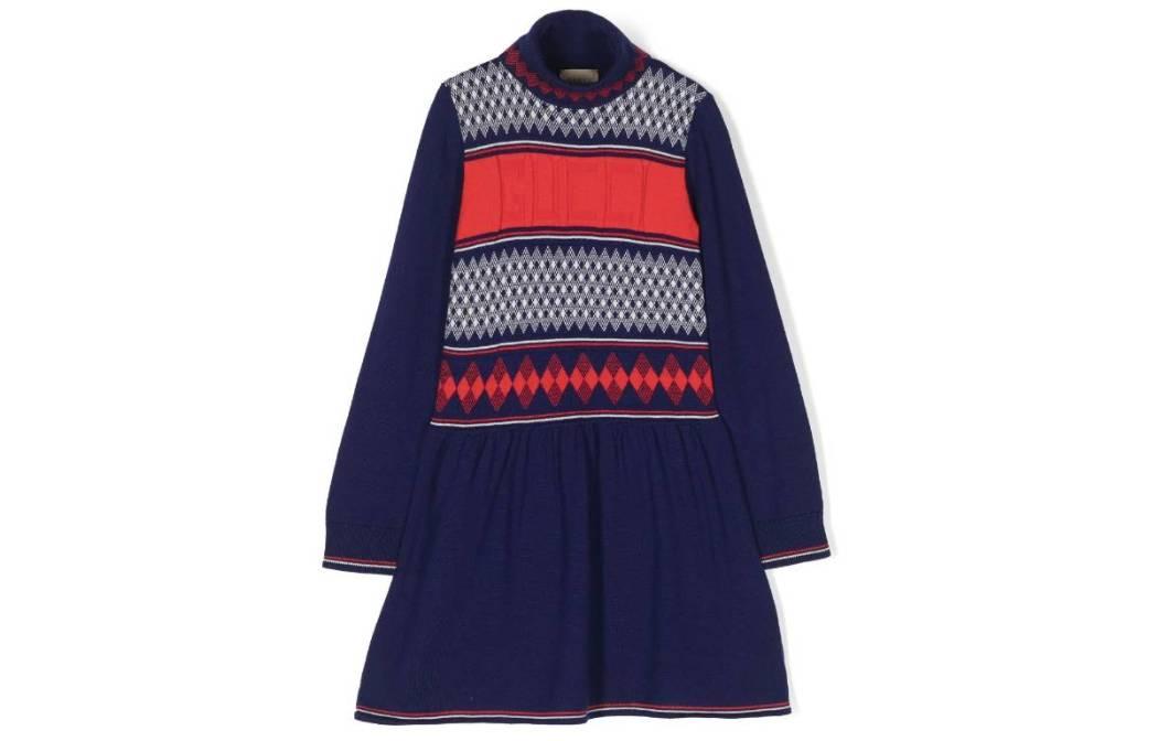 (Women) Girls&#x27; Gucci Solid Pattern Long Sleeve Dress Purple 747035XKDE14895