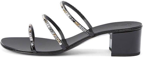 (Women) Giuseppe Zanotti 'Classic Crystal Block Heel Black Slides' I300016001 (Women) Giuseppe Zanotti 'Classic Crystal Block Heel Black Slides' I300016001