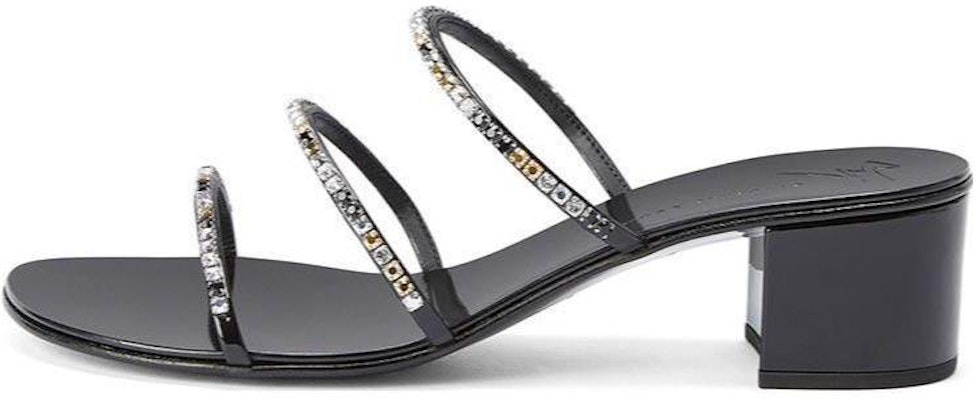 (Women) Giuseppe Zanotti 'Classic Crystal Block Heel Black Slides' I300016001 Buy (Women) Giuseppe Zanotti 'Classic Crystal Block Heel Black Slides' I300016001
