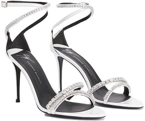 (W) Giuseppe Zanotti 'Sandal Tumit Tinggi Tali Buku Lali Bertatah Rhinestone Putih' I300029005 Order (W) Giuseppe Zanotti 'Sandal Tumit Tinggi Tali Buku Lali Bertatah Rhinestone Putih' I300029005