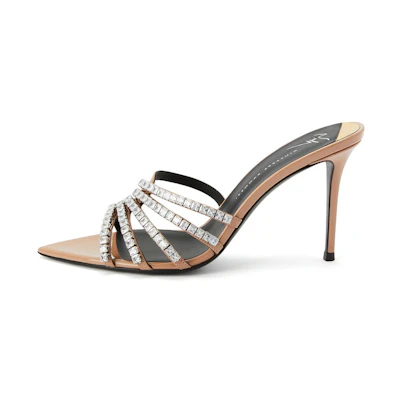 (W) Giuseppe Zanotti 'Nude Crystal Embellished Stiletto Slide'