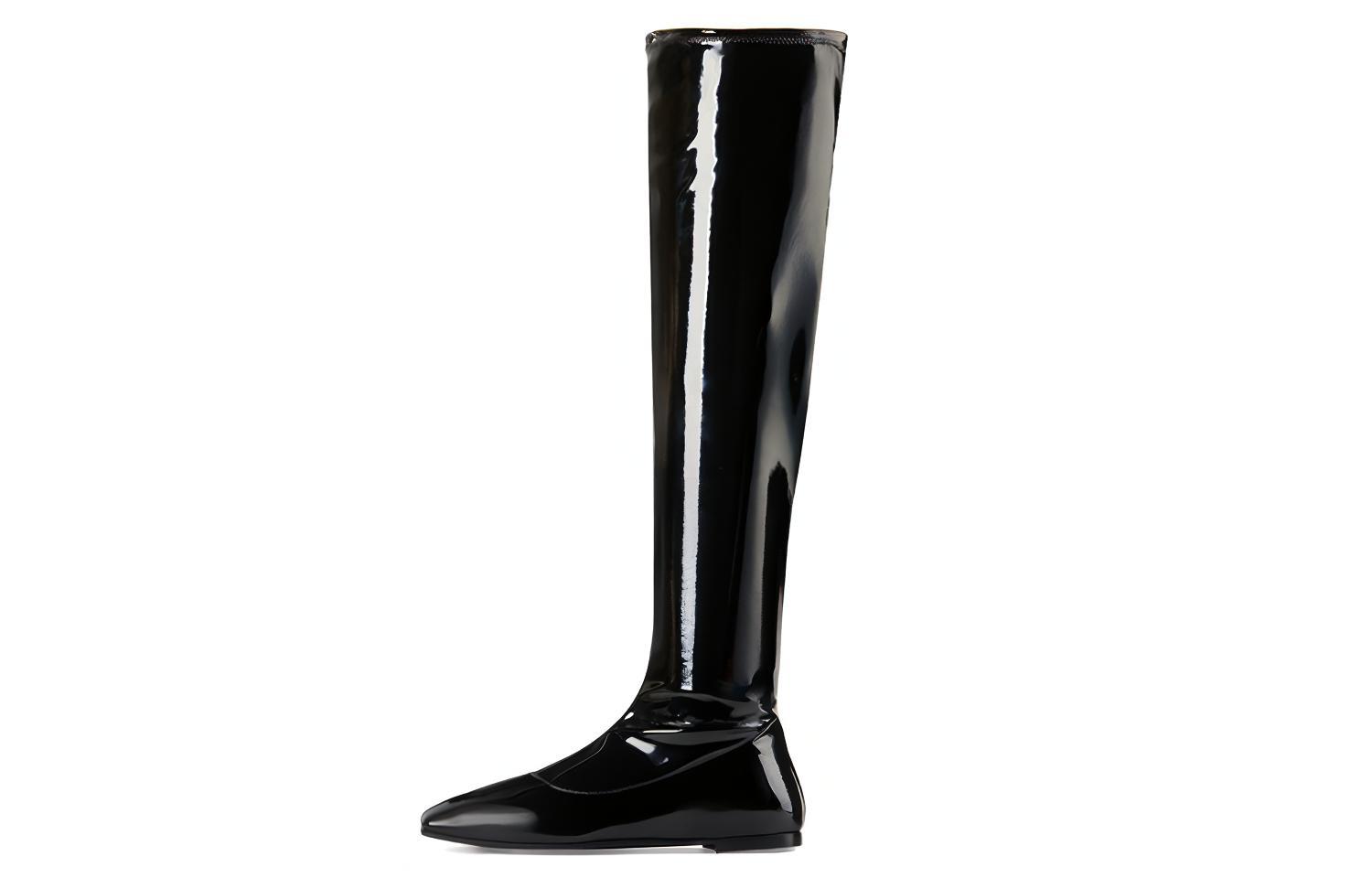 (Women) Giuseppe Zanotti 'Pigalle 05 Black Square Toe Flat High Boot' I080011001