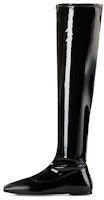 (Women) Giuseppe Zanotti 'Pigalle 05 Black Square Toe Flat High Boot' I080011001 (Women) Giuseppe Zanotti 'Pigalle 05 Black Square Toe Flat High Boot' I080011001