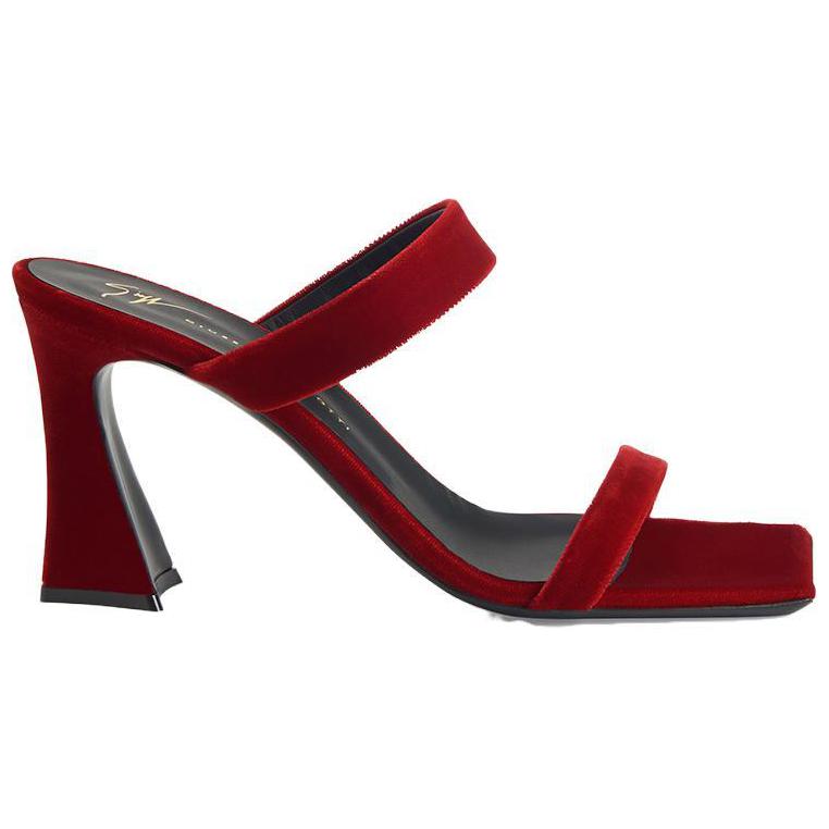 (W) Giuseppe Zanotti 'Red Fabric Square Toe Open-Toe High Heel Mules' 圖 2
