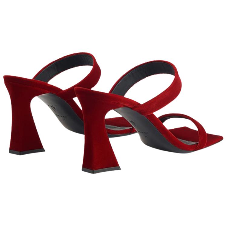(W) Giuseppe Zanotti 'Red Fabric Square Toe Open-Toe High Heel Mules' 圖 4