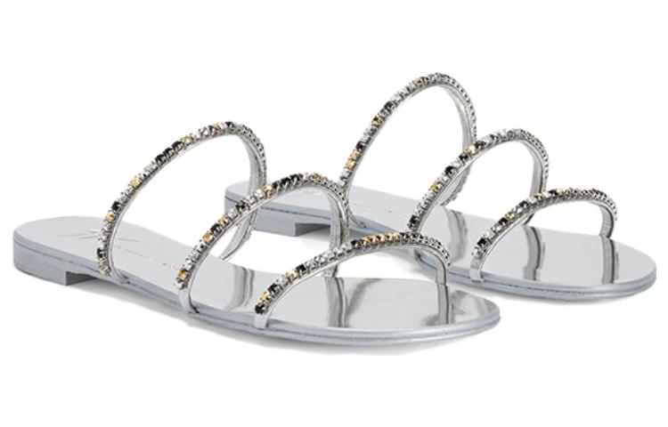 Order (W) 주세페 자노티 실버 큐빅 가죽 슬라이드 I300017002