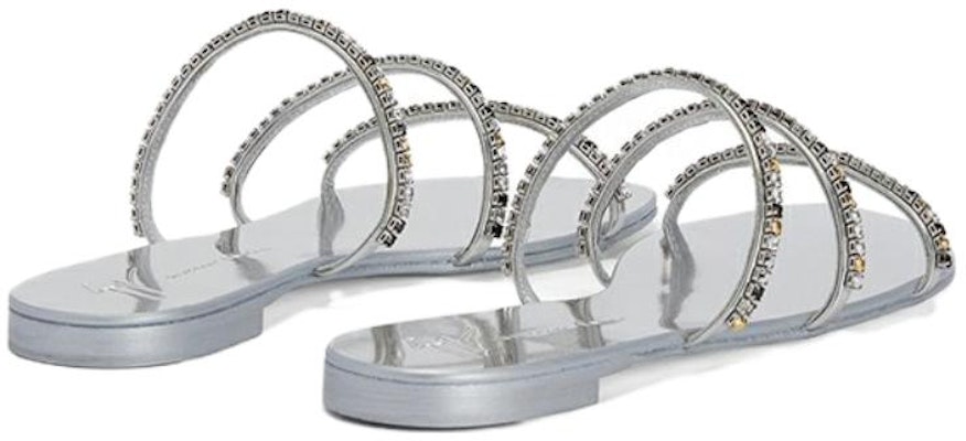 (W) 주세페 자노티 실버 큐빅 가죽 슬라이드 I300017002 Shop (W) 주세페 자노티 실버 큐빅 가죽 슬라이드 I300017002