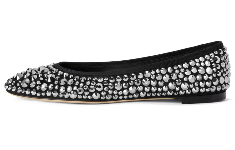 (W) Giuseppe Zanotti Amur Crystal 'Black Velvet Ballet Flats'