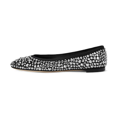 (W) Giuseppe Zanotti Amur Crystal 'Black Velvet Ballet Flats'